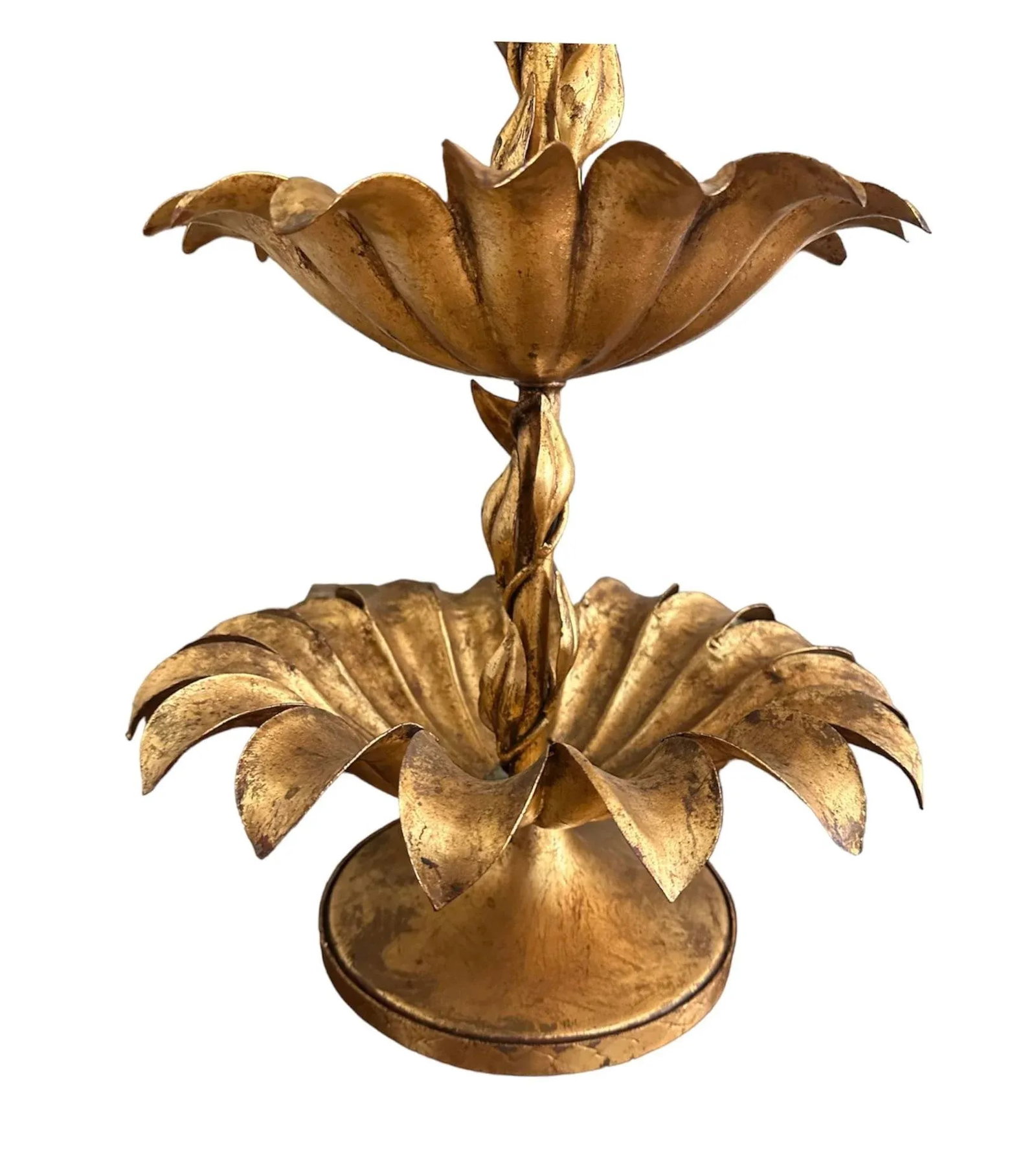 Large Mid-Century Italian Gilt Tole Palm Leaf 3 Tier Serving Tray / Pedestal Server Centerpiece - 4