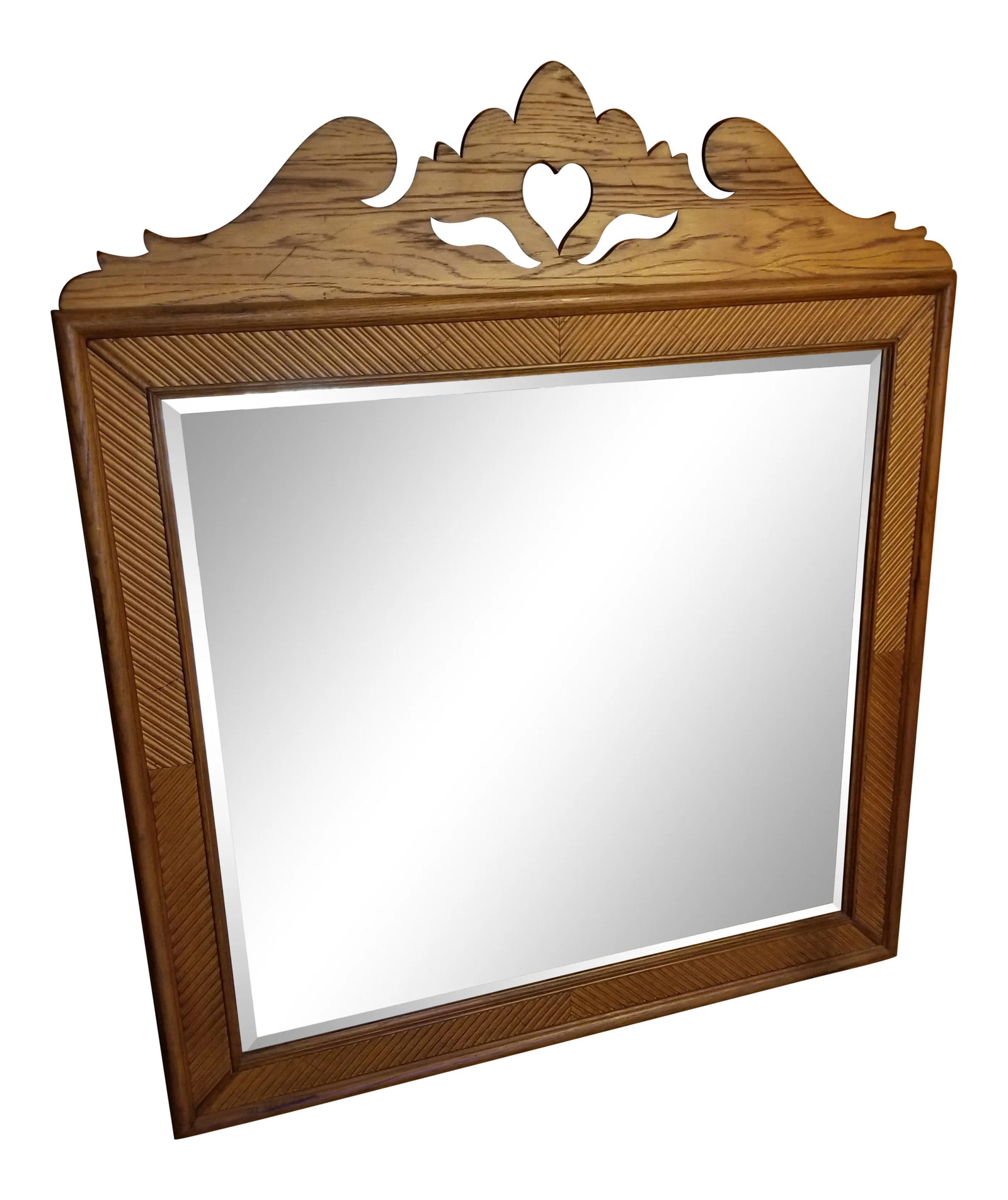 Antique Oak Beveled Mirror (1 of 7)