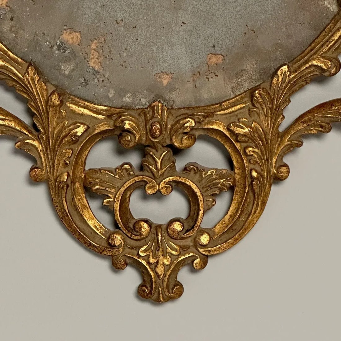 Italian Rococo Giltwood Wall or Console Mirror, Distressed - 6
