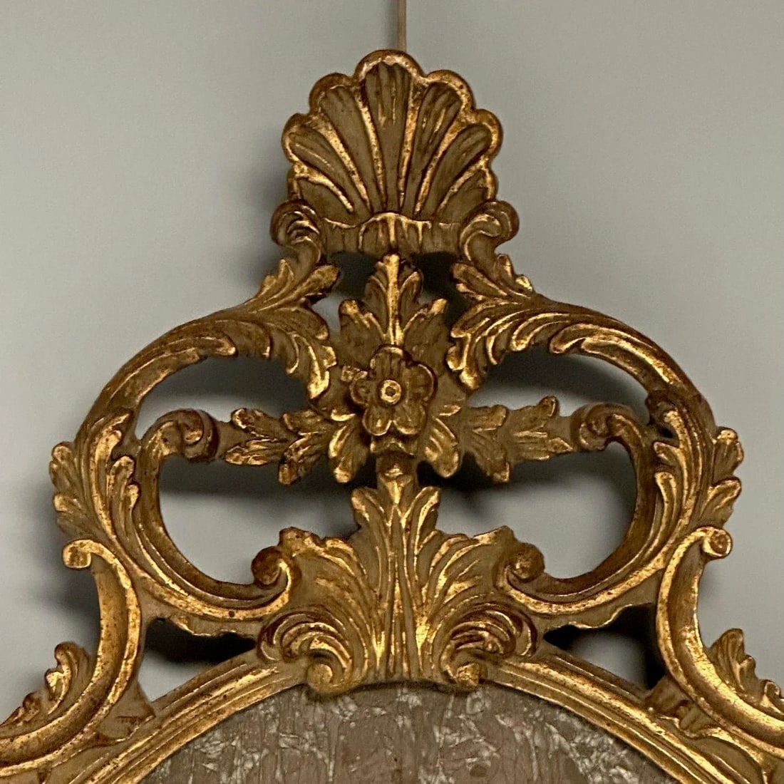 Italian Rococo Giltwood Wall or Console Mirror, Distressed - 7
