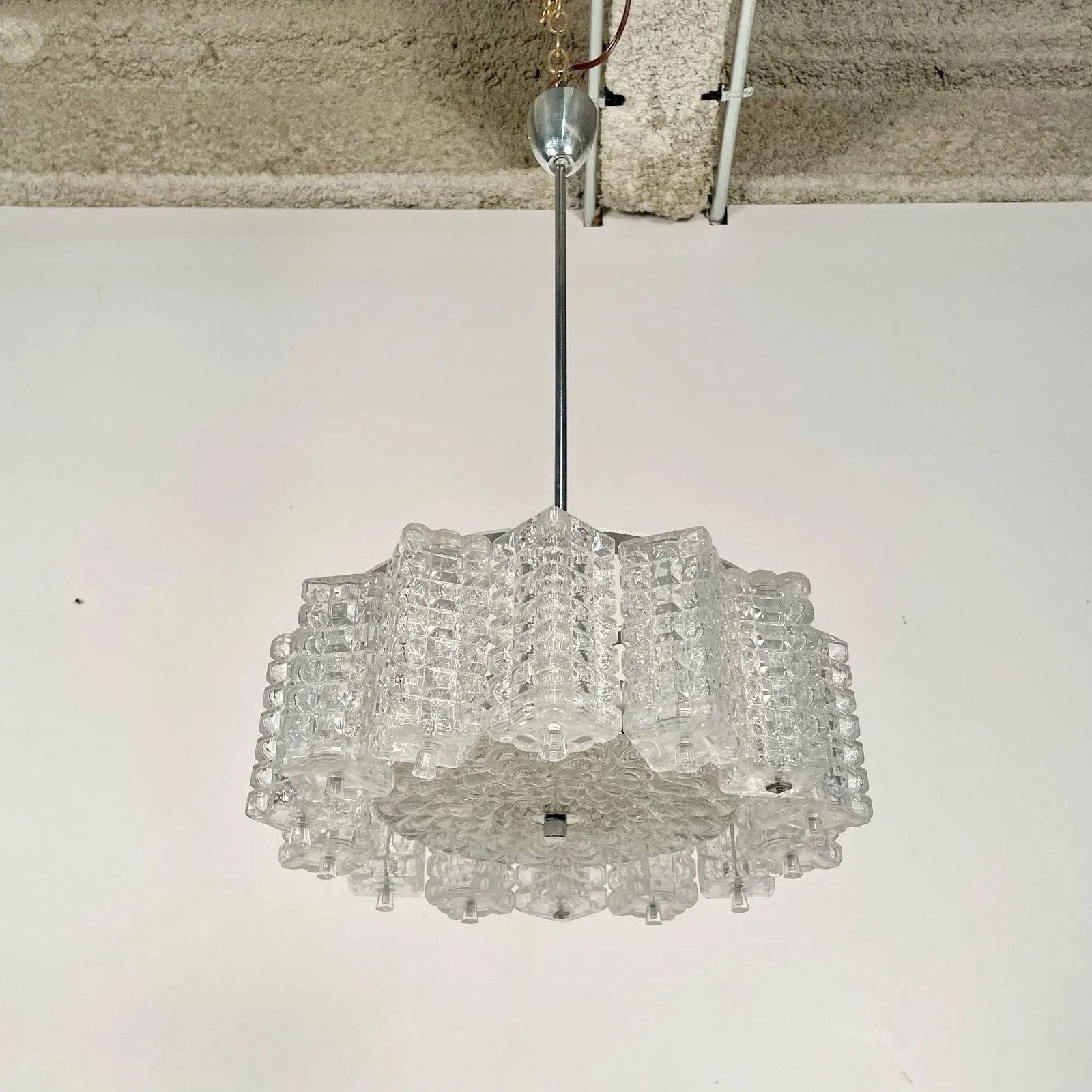 Art Deco, Crystal and Chrome Chandelier, Circa 1930s - 6