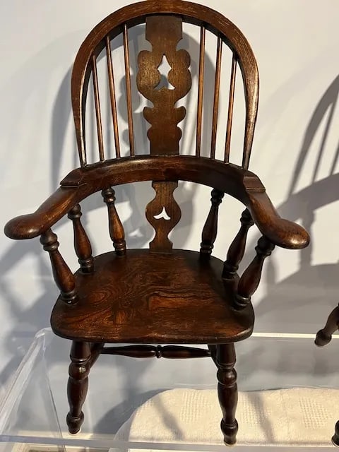 Pair of Antique English Windsor Child's Chairs - 10