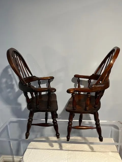 Pair of Antique English Windsor Child's Chairs - 4