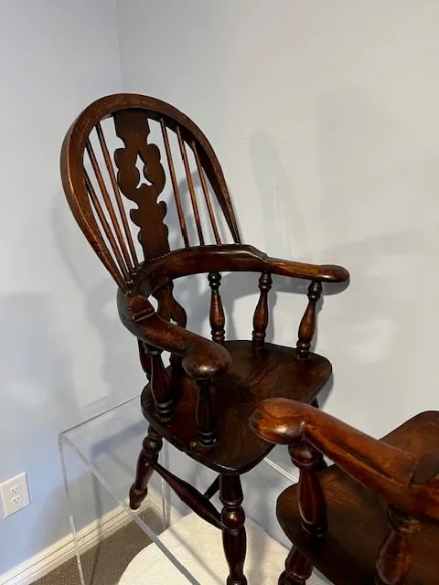 Pair of Antique English Windsor Child's Chairs - 5