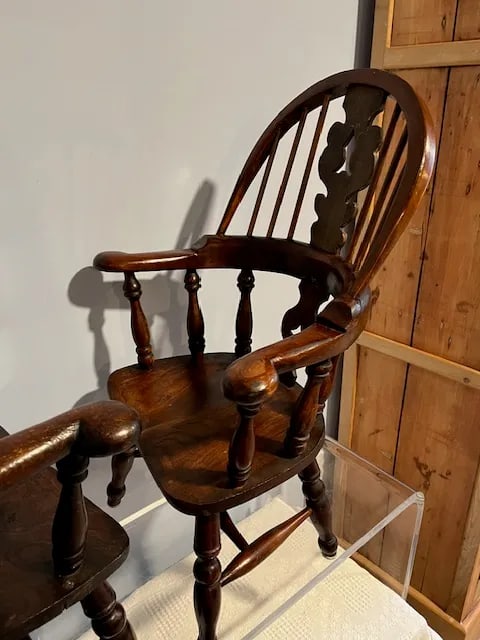 Pair of Antique English Windsor Child's Chairs - 6