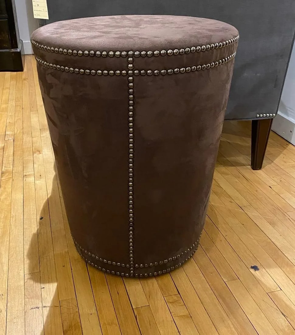 Bernhart Pomona Ottoman Brown Tapered Cylinder With Nailheads - 4