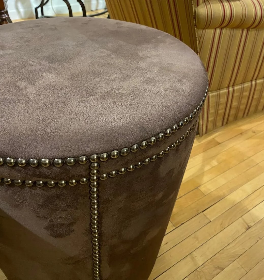Bernhart Pomona Ottoman Brown Tapered Cylinder With Nailheads - 5