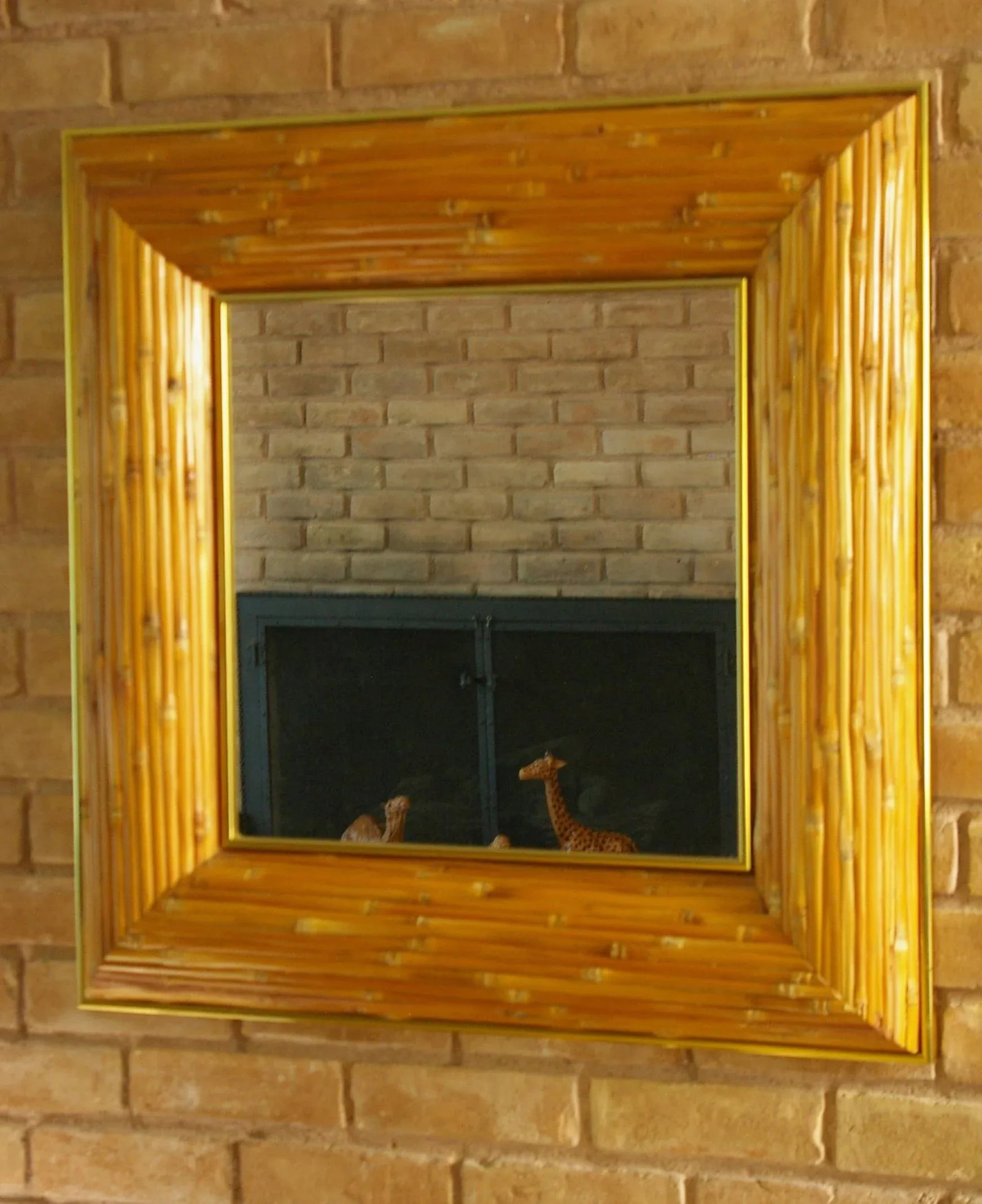 1970s Greg Copeland Op Art Bamboo and Brass Mirror - 2