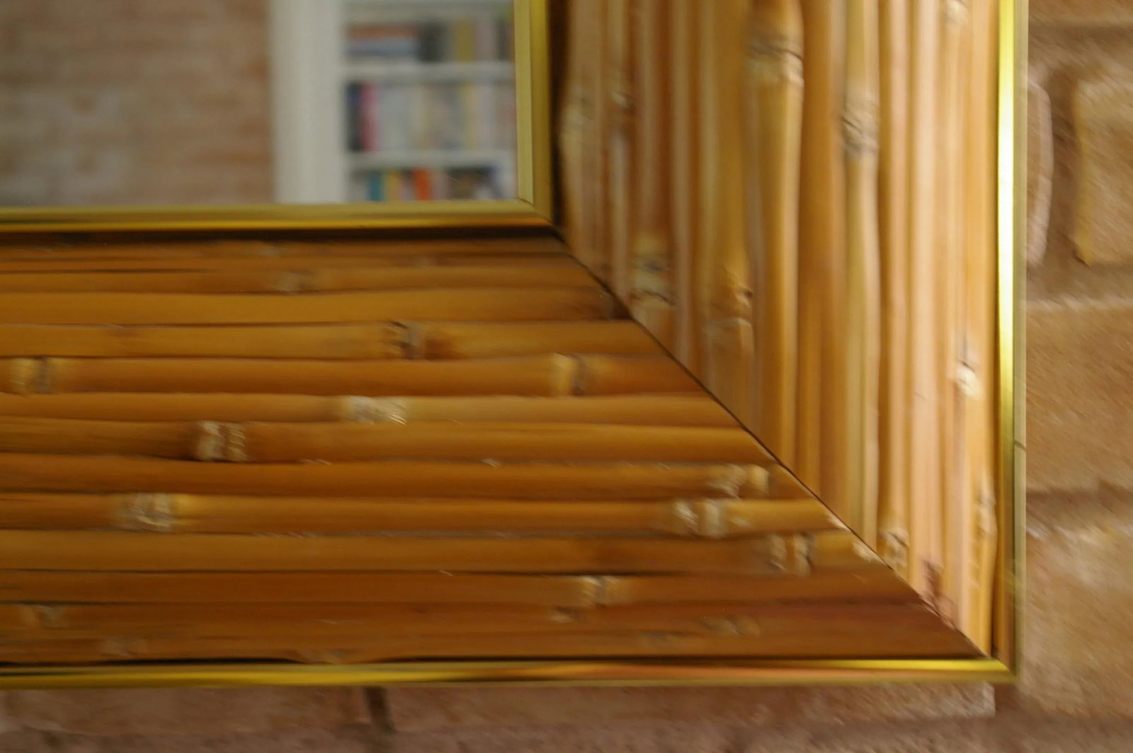 1970s Greg Copeland Op Art Bamboo and Brass Mirror - 5