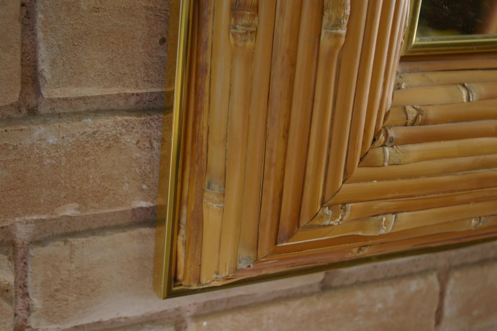 1970s Greg Copeland Op Art Bamboo and Brass Mirror - 6