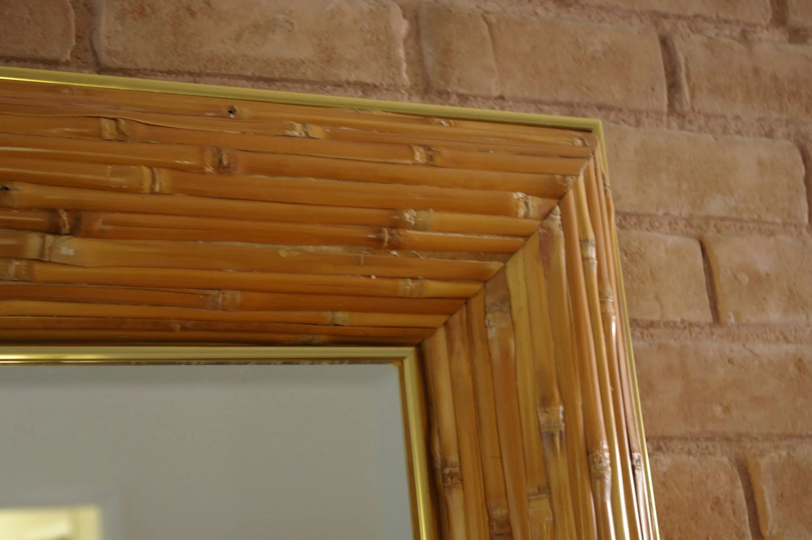 1970s Greg Copeland Op Art Bamboo and Brass Mirror - 7