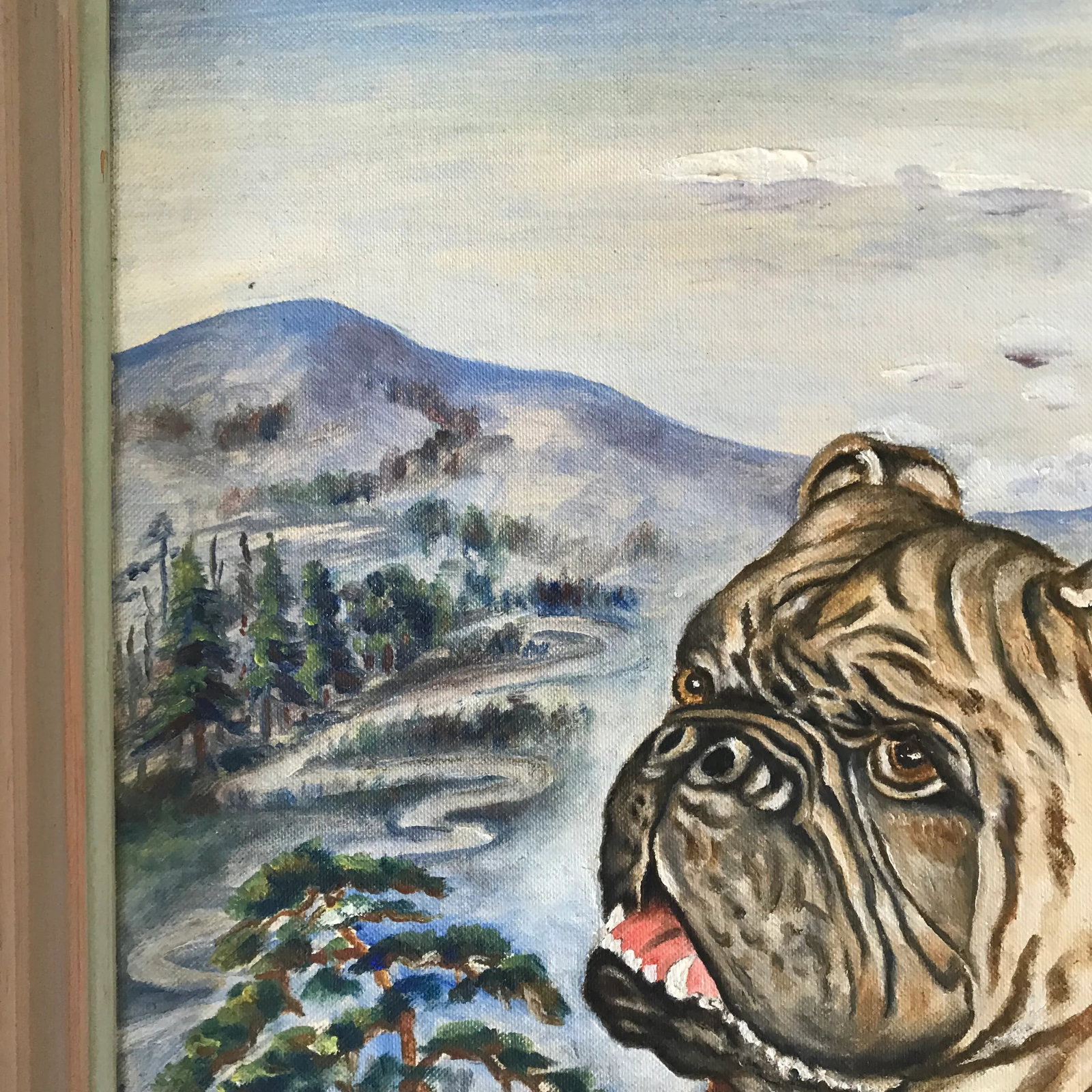 Vintage Mid Century Pug Painting by T. Sugimoto - 2