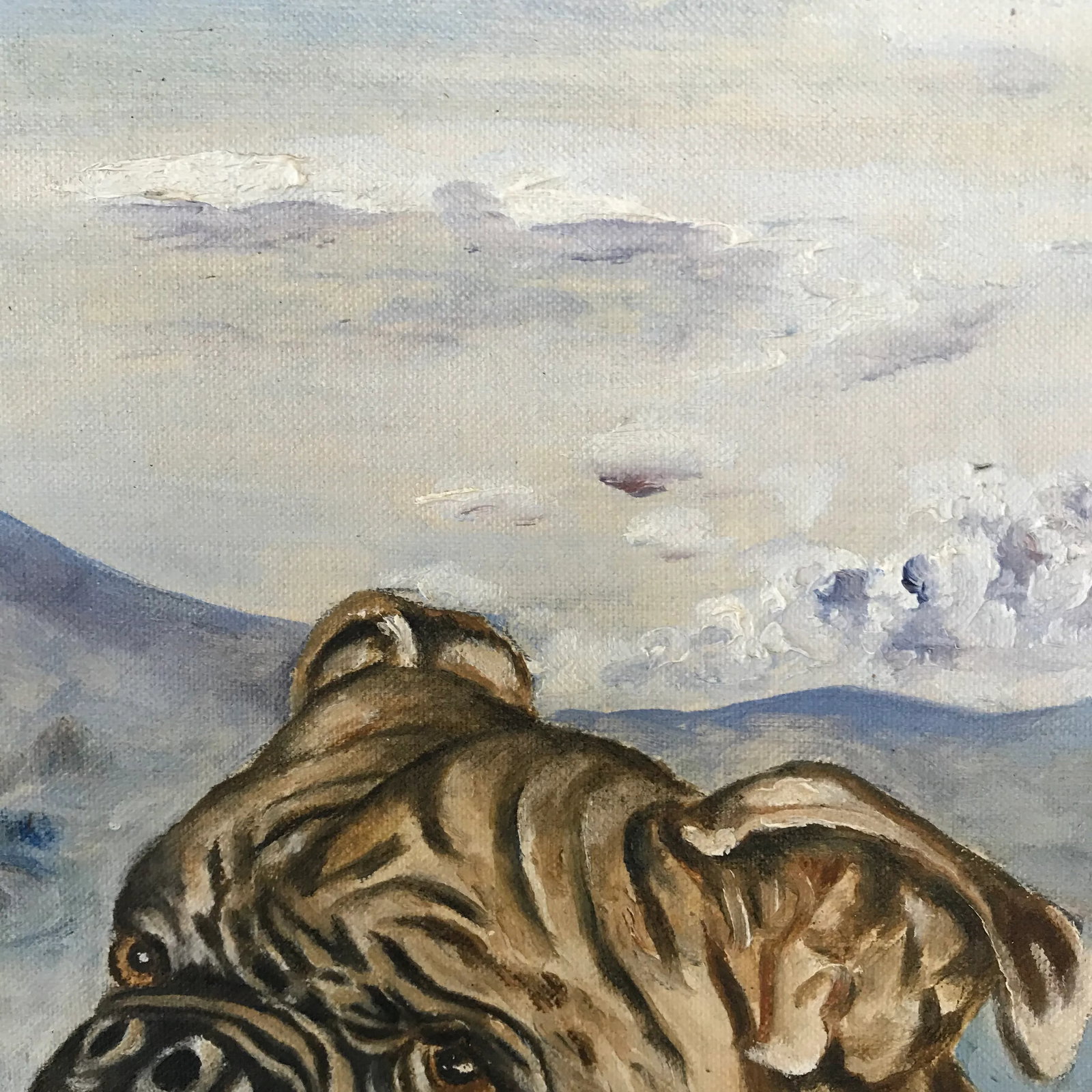 Vintage Mid Century Pug Painting by T. Sugimoto - 5