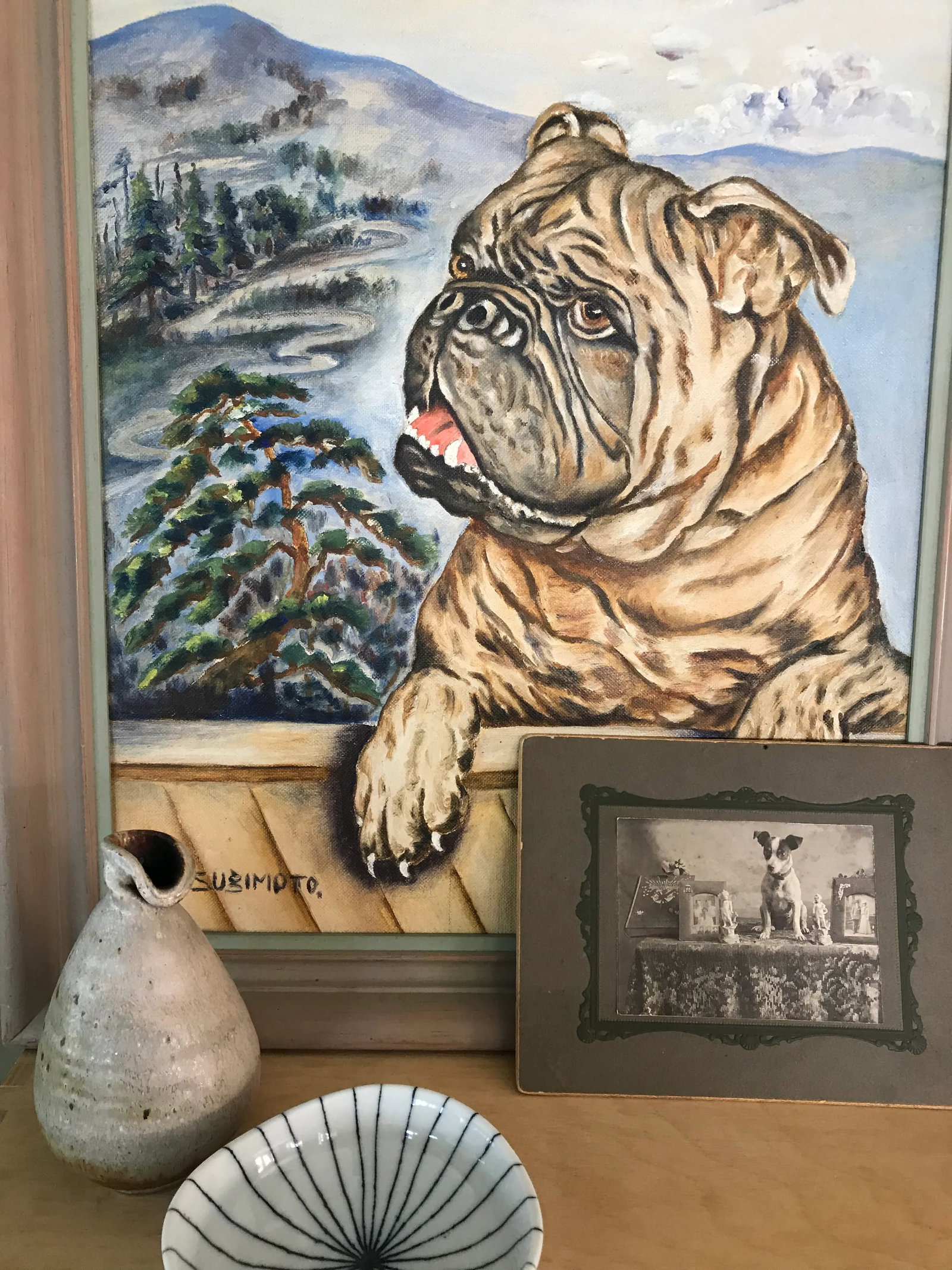 Vintage Mid Century Pug Painting by T. Sugimoto - 9