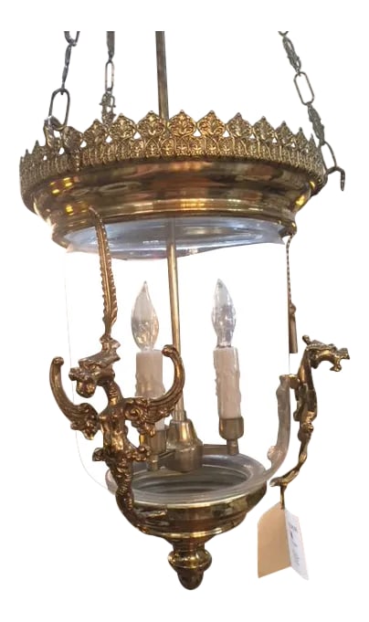 Vintage English Glass and Brass Lantern (1 of 10)