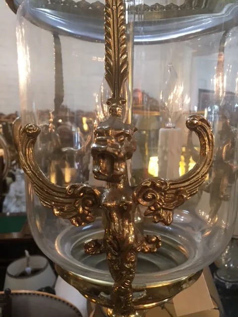 Vintage English Glass and Brass Lantern - 4