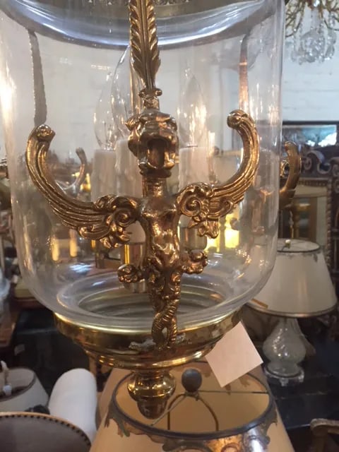 Vintage English Glass and Brass Lantern - 6