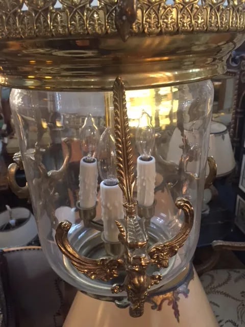 Vintage English Glass and Brass Lantern - 8