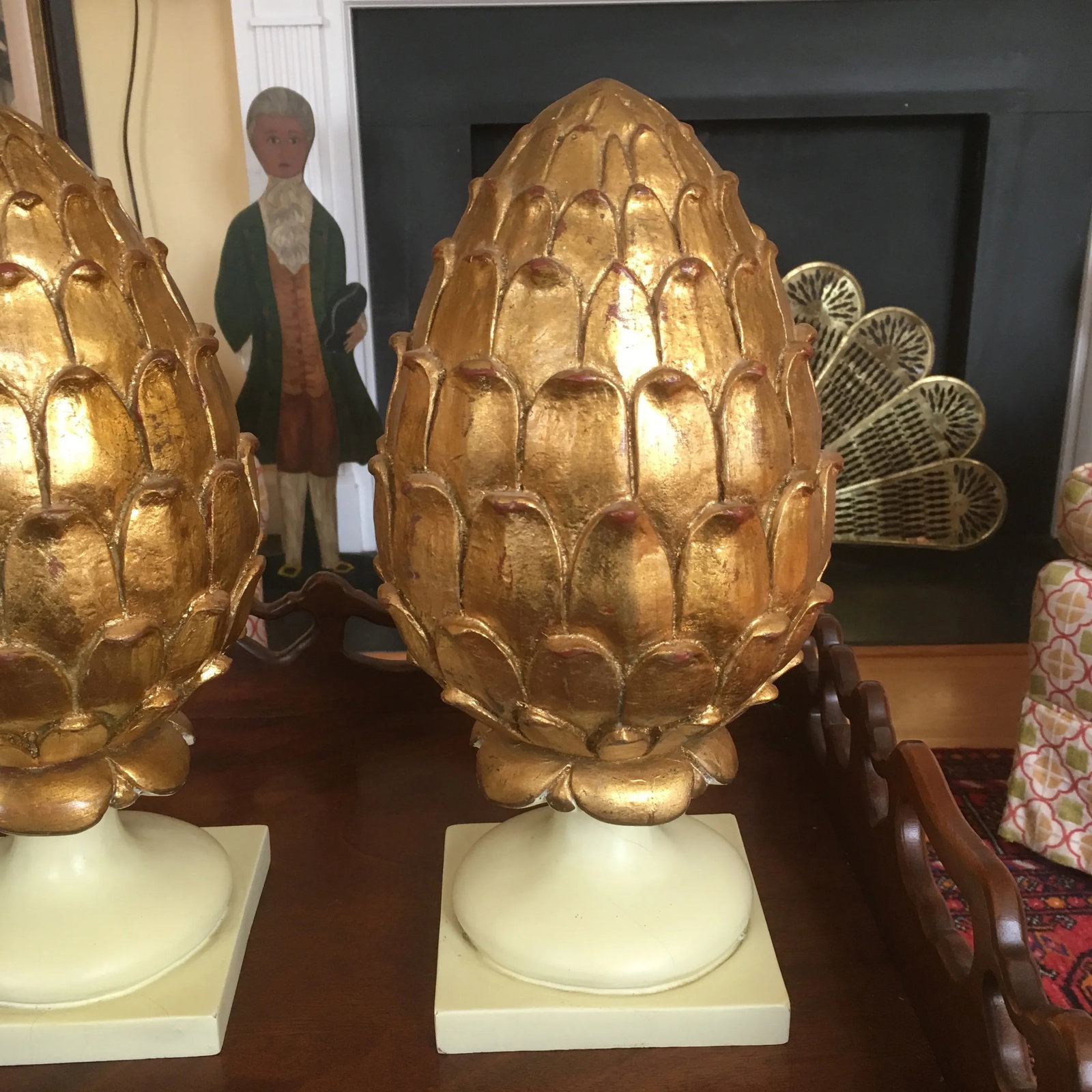 Modern Gold Leaf Finials- A Pair - 3