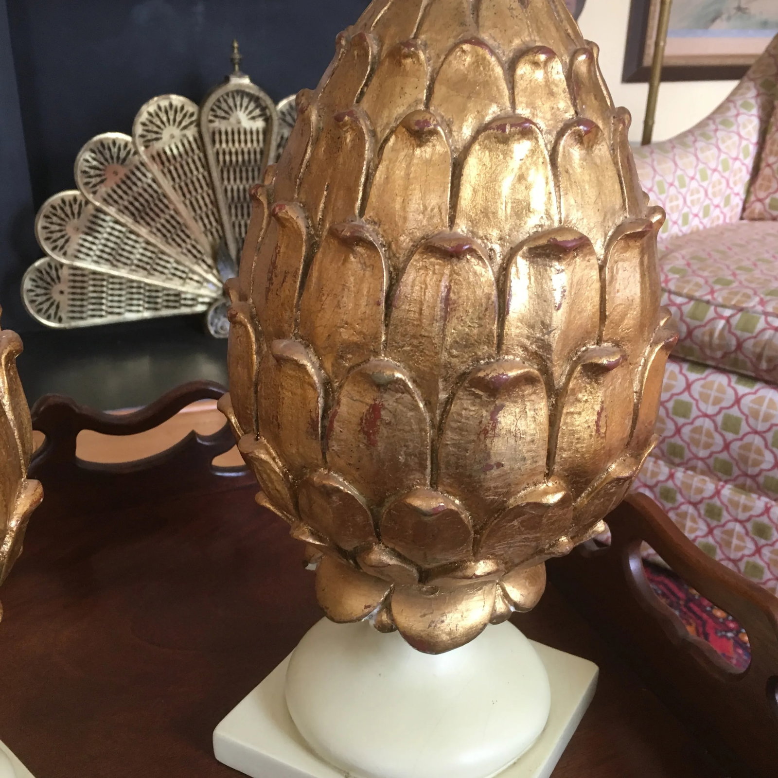 Modern Gold Leaf Finials- A Pair - 6