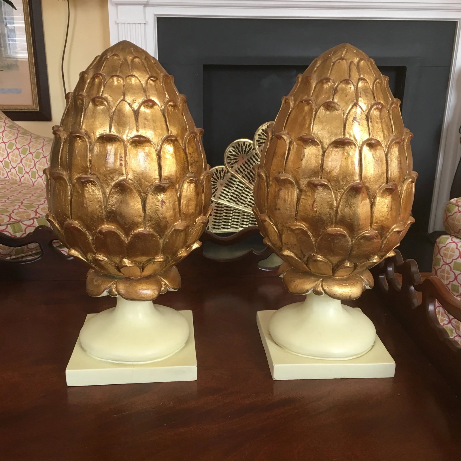 Modern Gold Leaf Finials- A Pair - 9