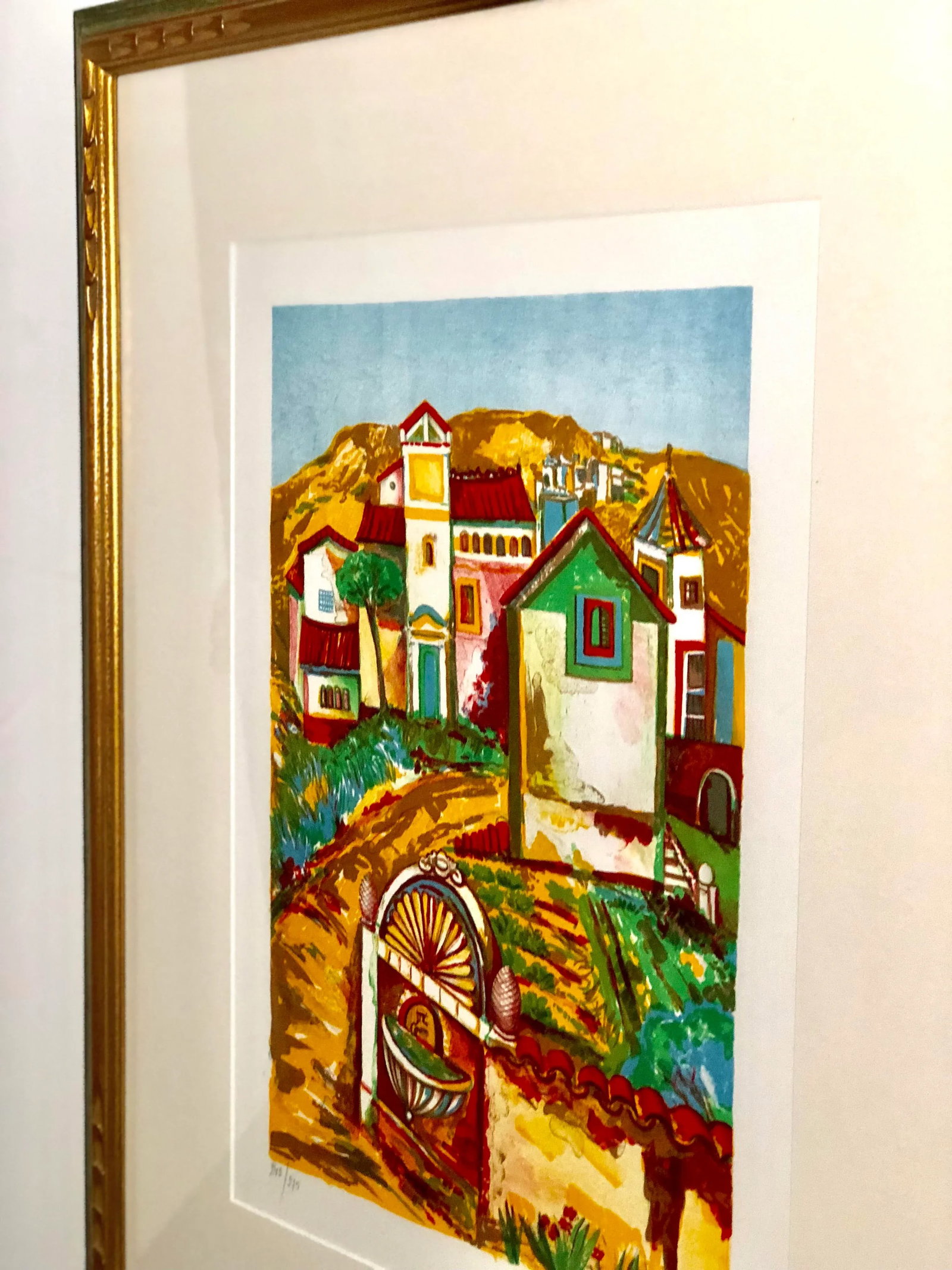 Impressionist Retro Framed Print of a Colonial Town - 2