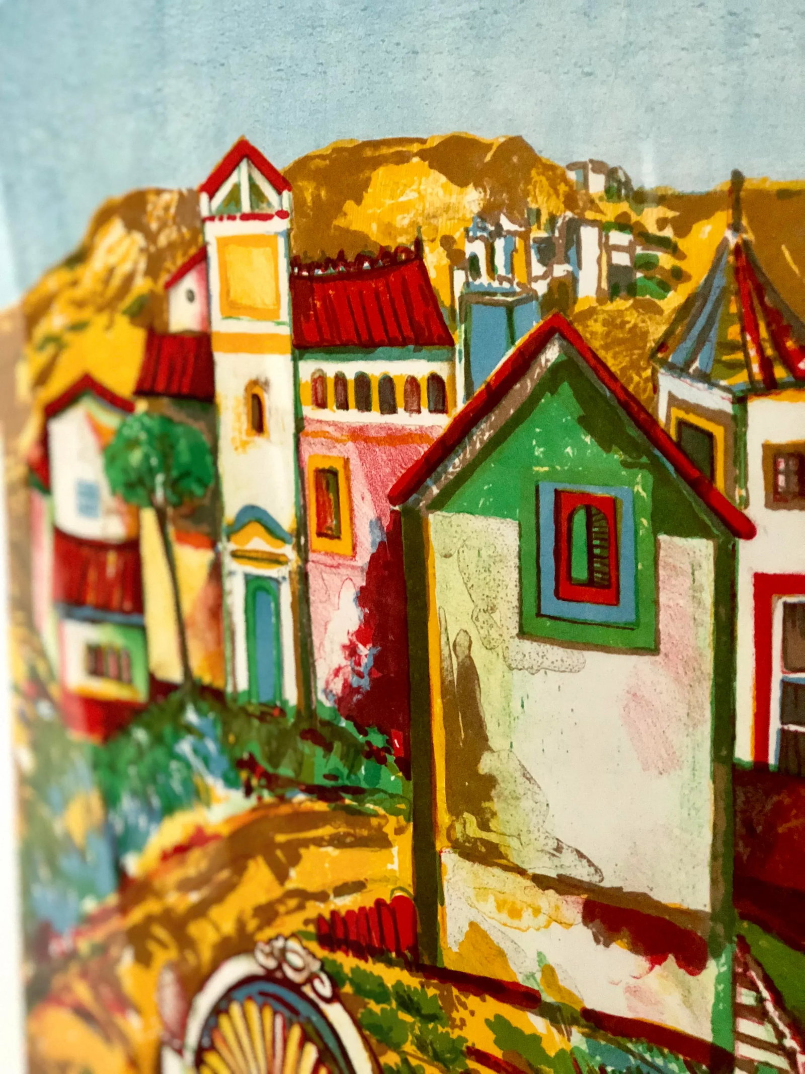Impressionist Retro Framed Print of a Colonial Town - 5