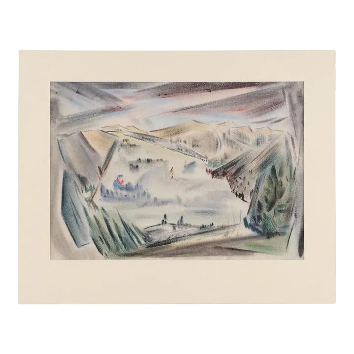 Original Vintage Signed & Dated Yngve H. Olsen Landscape Watercolor Painting (1 of 5)