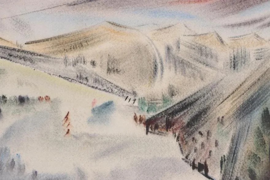 Original Vintage Signed & Dated Yngve H. Olsen Landscape Watercolor Painting - 4