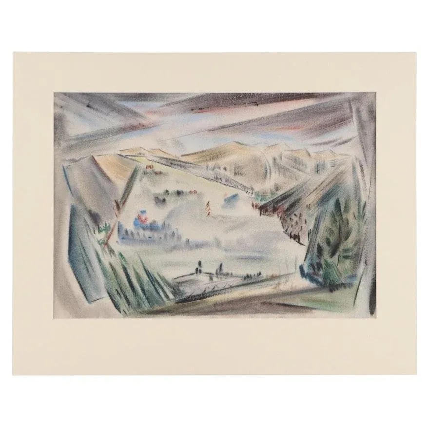 Original Vintage Signed & Dated Yngve H. Olsen Landscape Watercolor Painting - 5