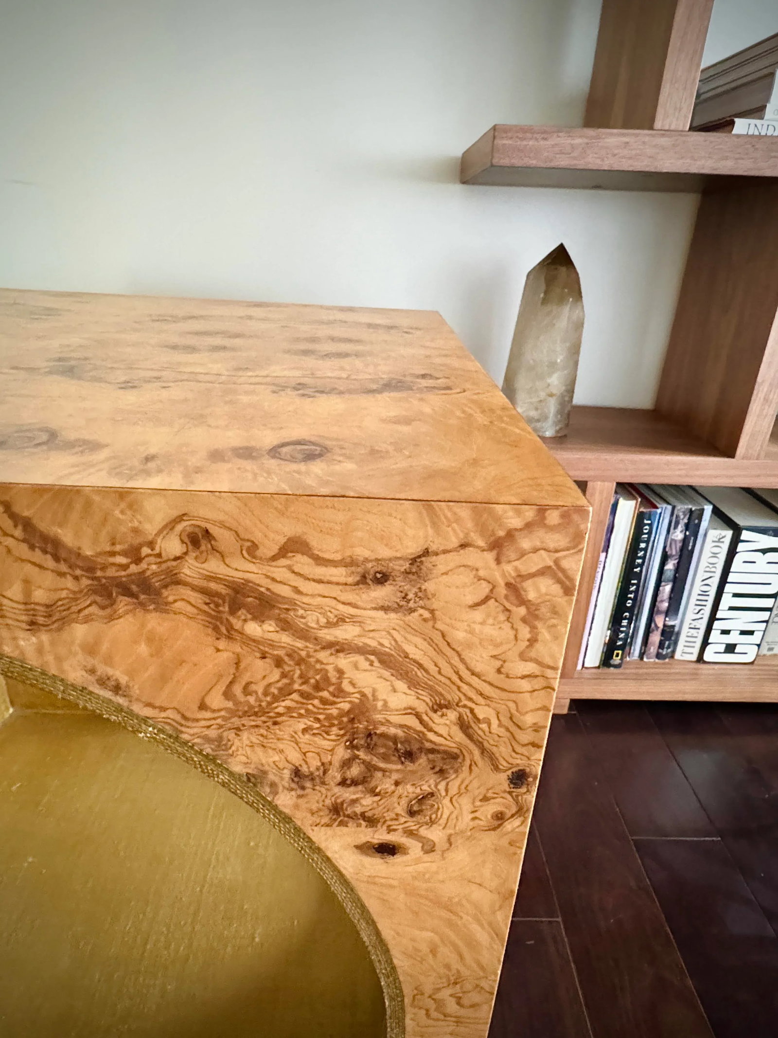Modern Cube Made Goods Benning Side Table in Olive Ash Burl Veneer With Round Interior - 4