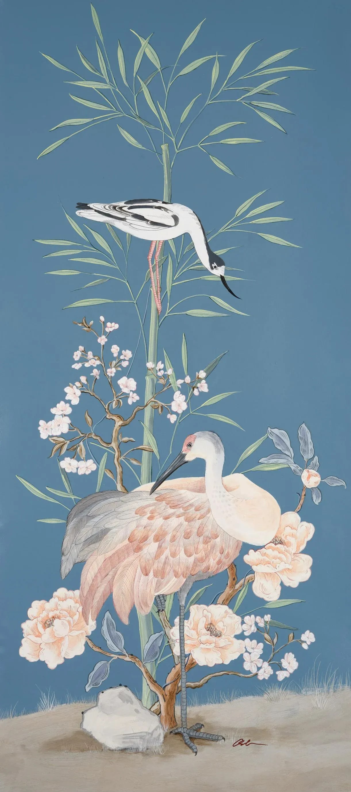"More Than Birds" Coastal Chinoiserie Triptych by Allison Cosmos - Set of 3 - 2