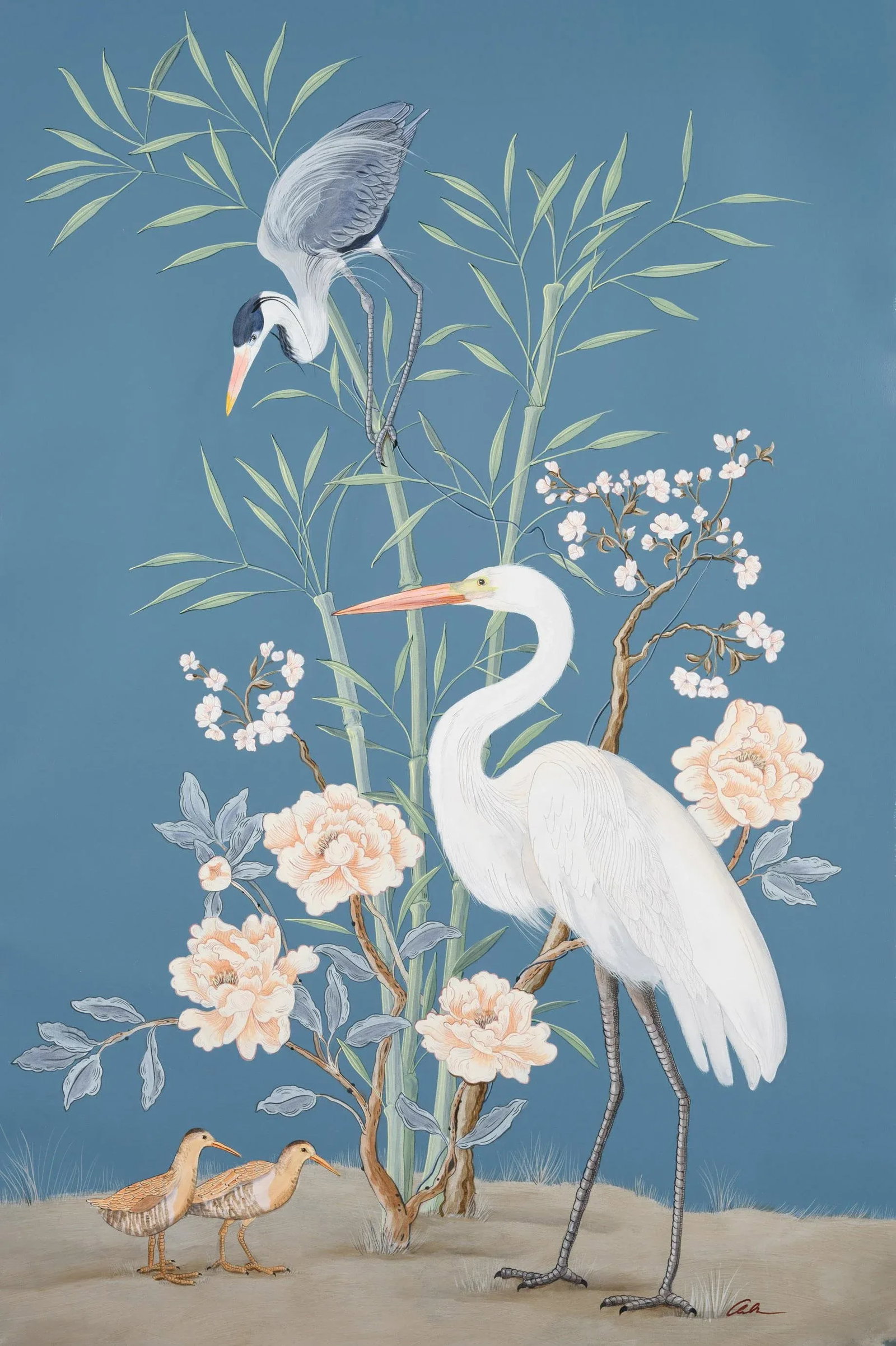"More Than Birds" Coastal Chinoiserie Triptych by Allison Cosmos - Set of 3 - 4