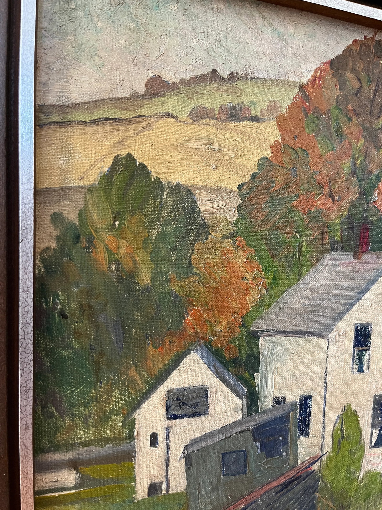 Early 20th C Signed and Framed Farmhouse Scene Oil on Canvas by Carl Ringius - 6