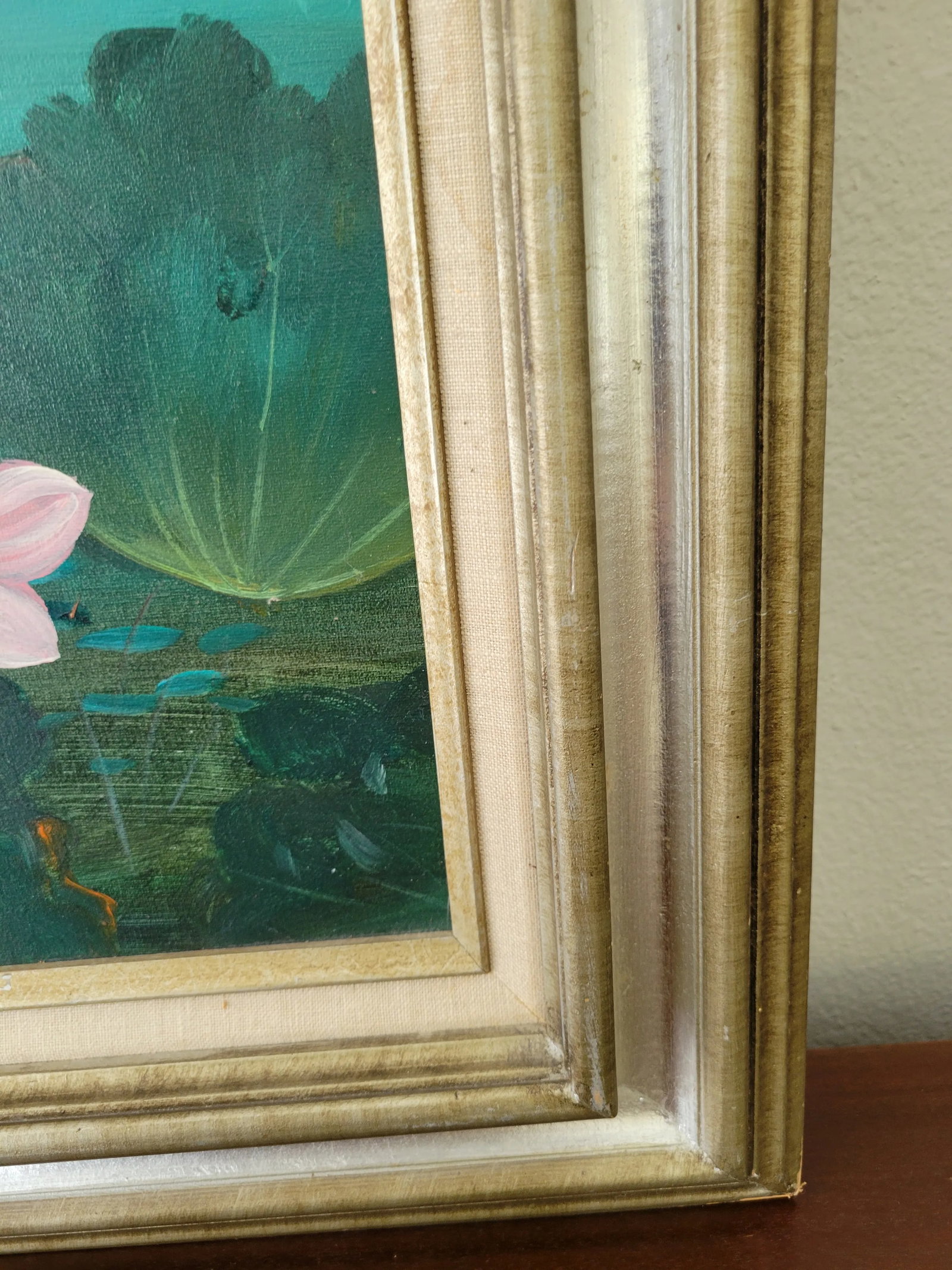 Mid 20th Century Vintage Cranes Painting Signed by Linda, Framed - 5