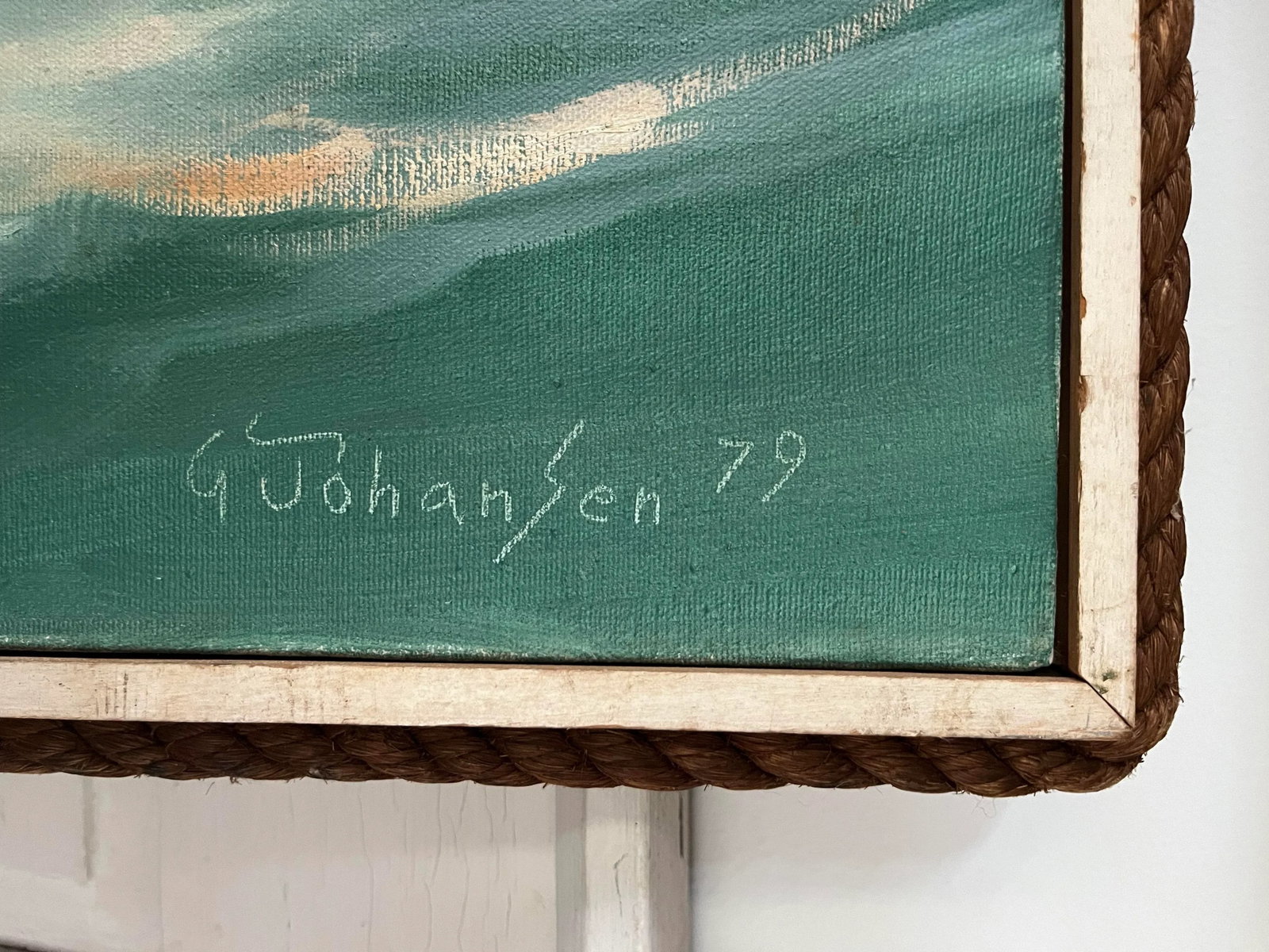 Seascape Painting With Seagull by G. Johansen 1979, American 20th Century, Framed - 2