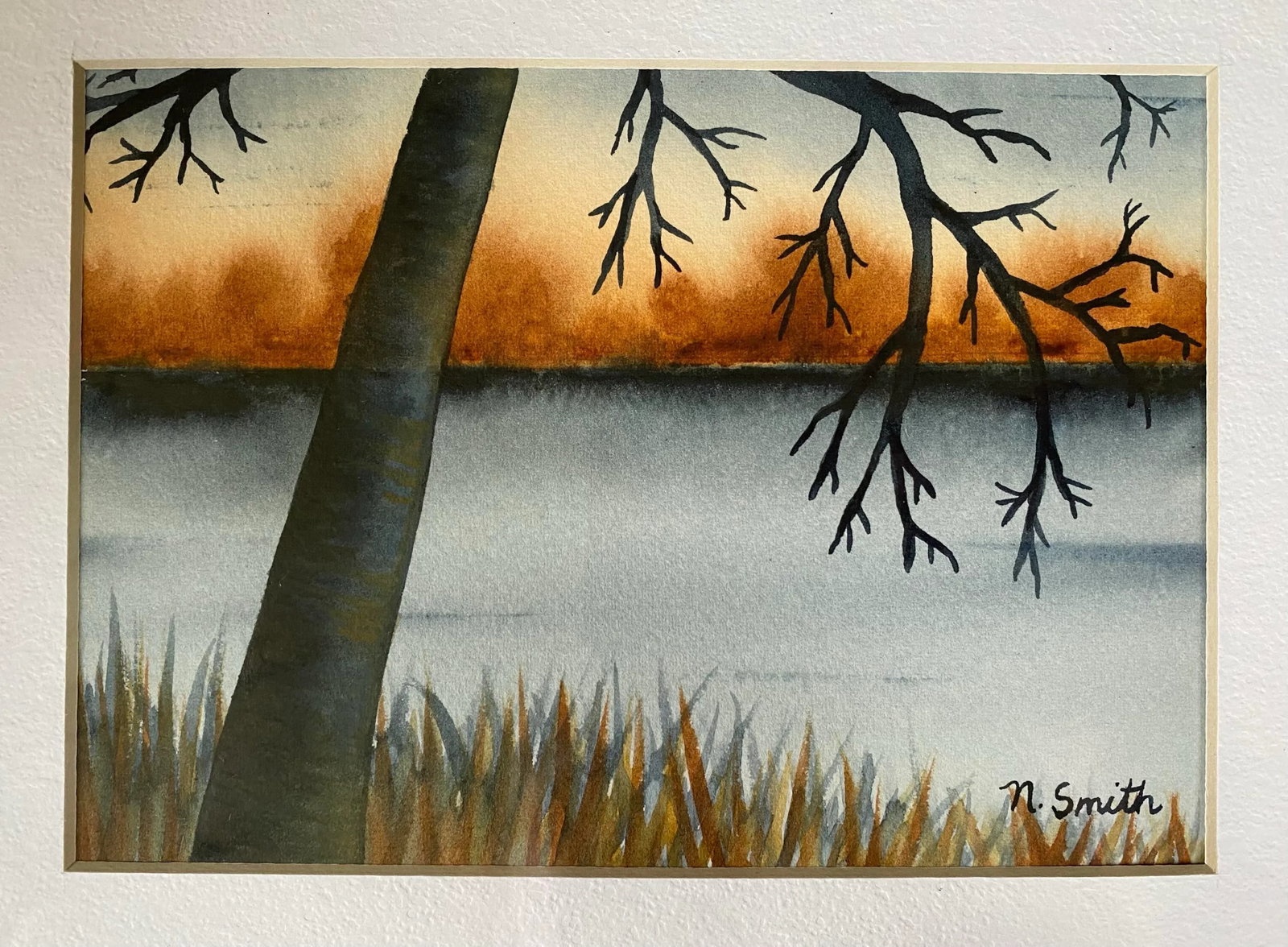 Lake View Original Watercolor Painting- Signed and Framed - 2