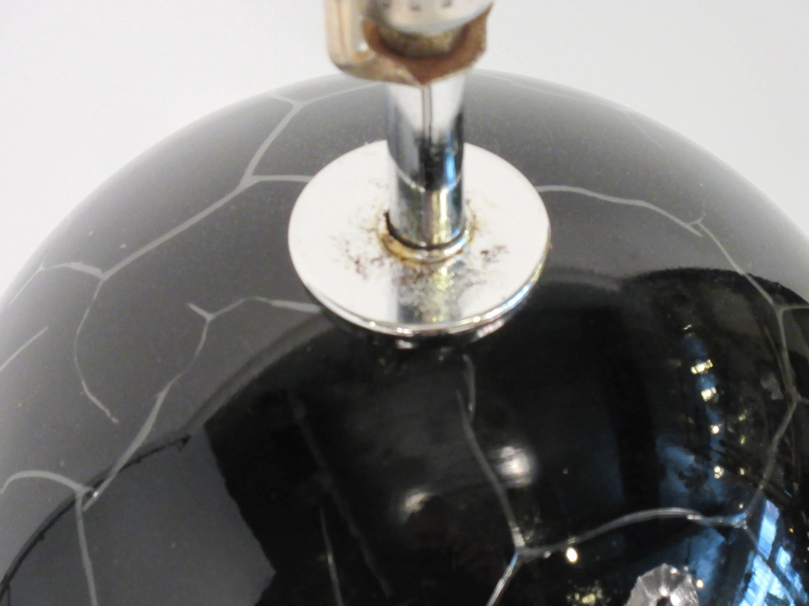 1970s Black and Chrome Crackled Glass Lamps - a Pair - 4