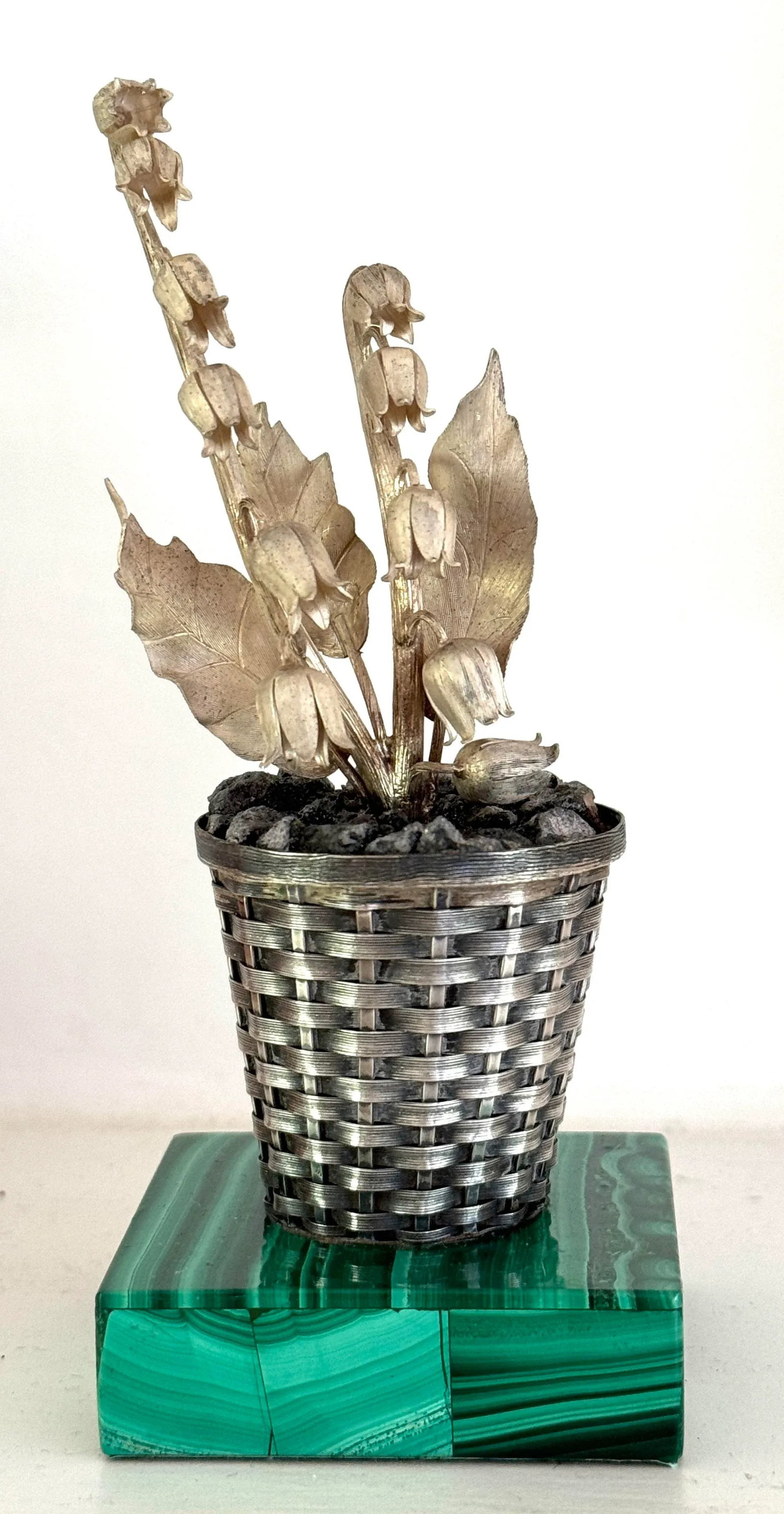 Janna Thomas for Tiffany & Co Sterling Potted Flower on Malachite Base - 2