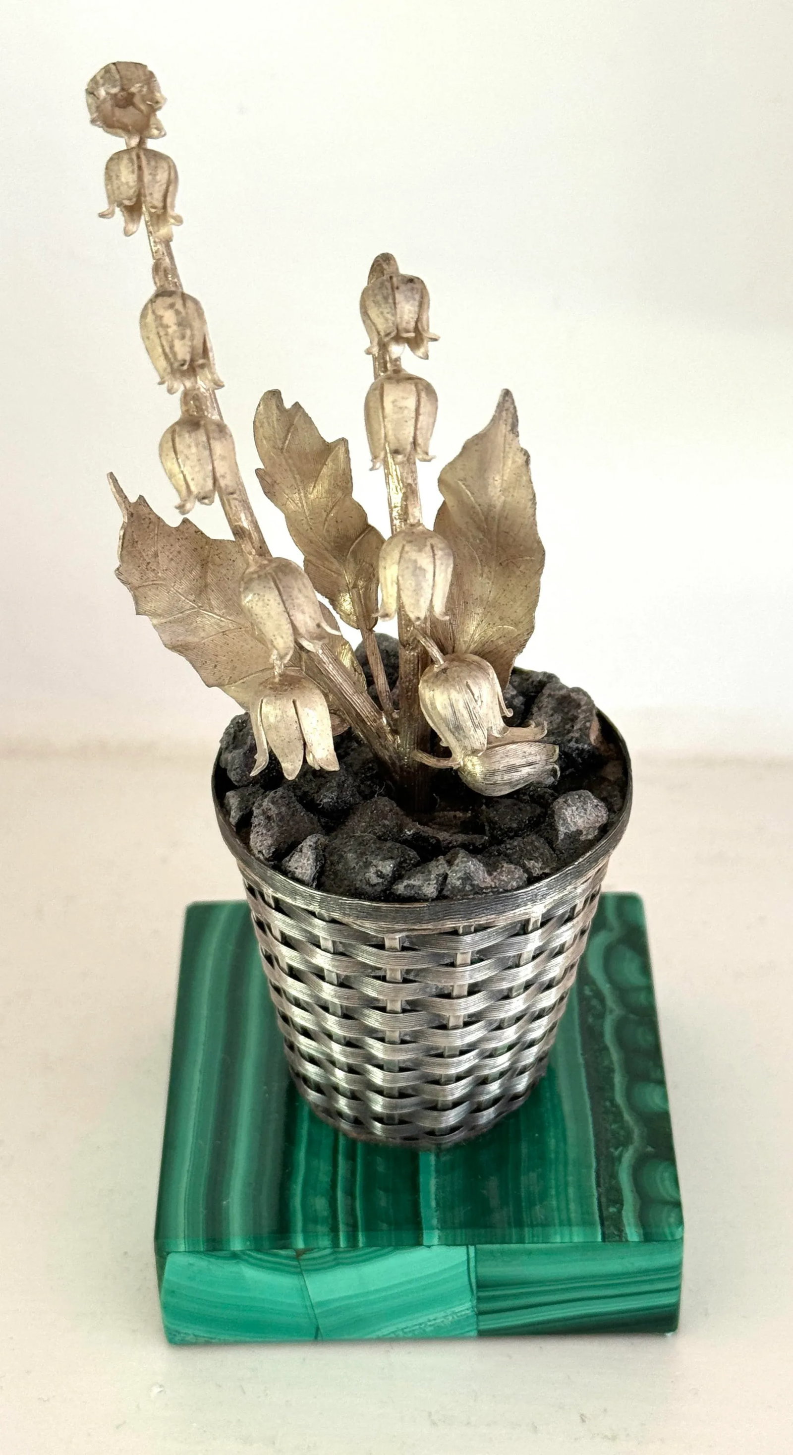 Janna Thomas for Tiffany & Co Sterling Potted Flower on Malachite Base - 4