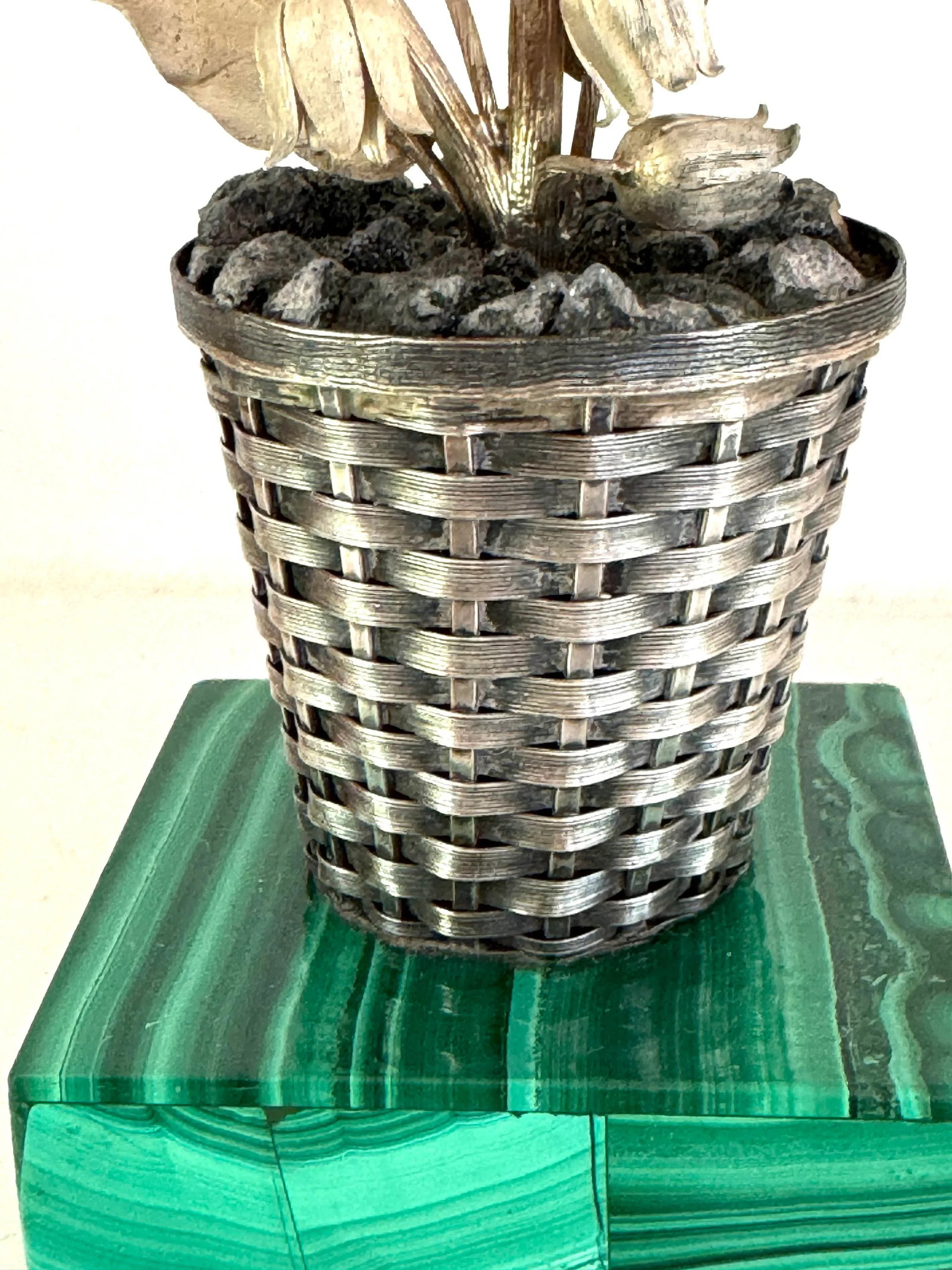 Janna Thomas for Tiffany & Co Sterling Potted Flower on Malachite Base - 5