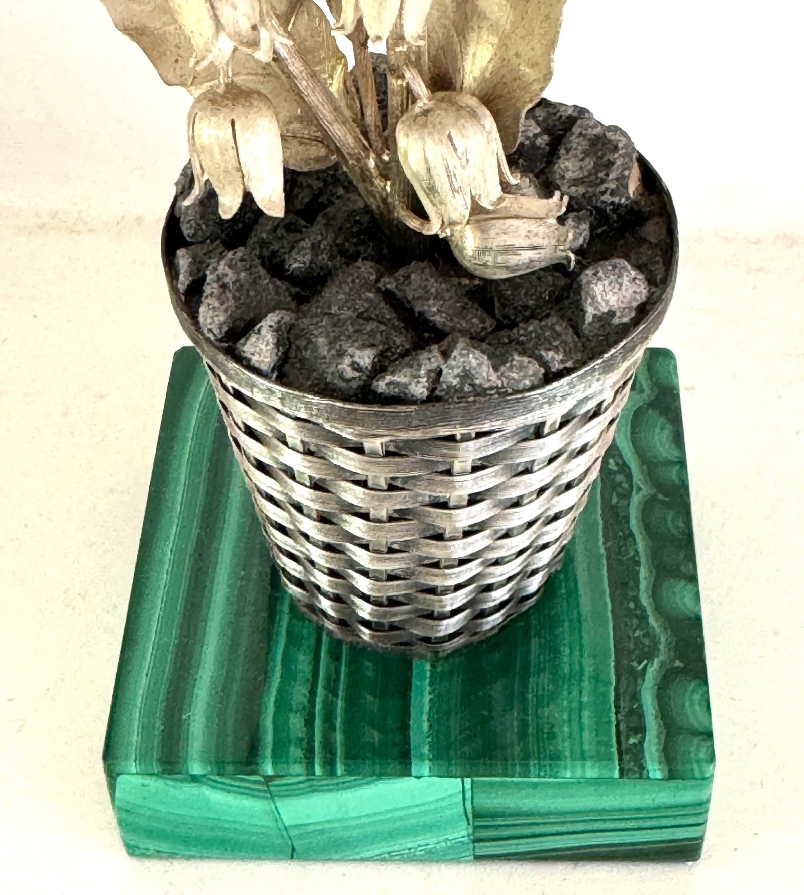 Janna Thomas for Tiffany & Co Sterling Potted Flower on Malachite Base - 6