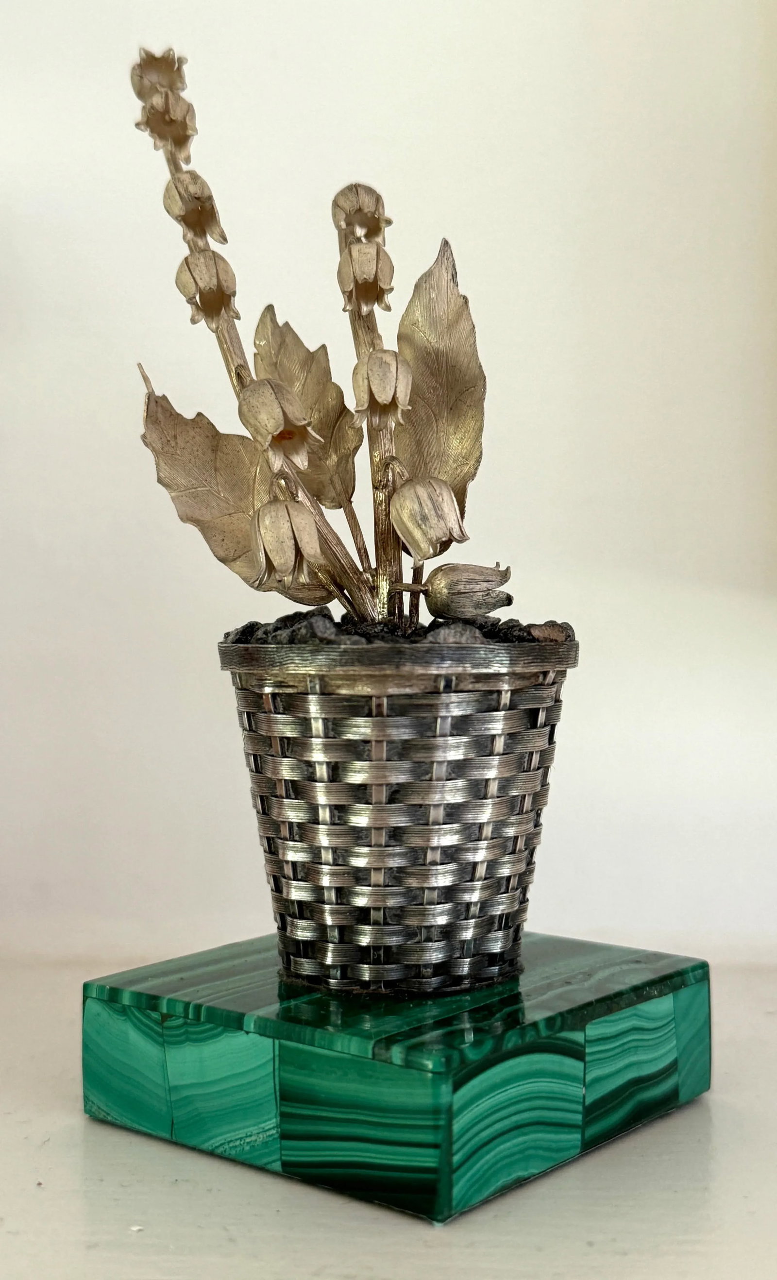 Janna Thomas for Tiffany & Co Sterling Potted Flower on Malachite Base - 8