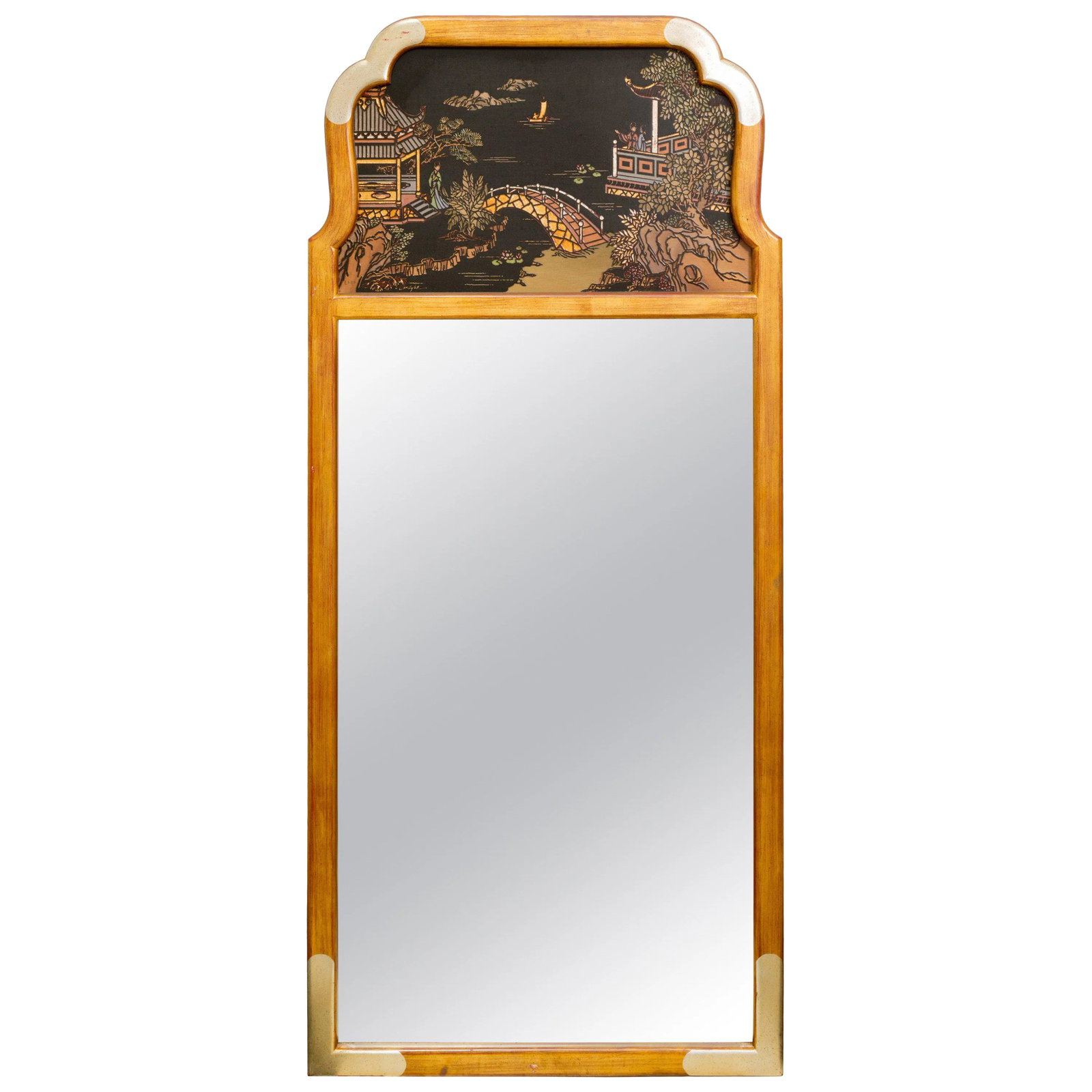 Asian Style Wall Mirror by La Barge: Asian style wall mirror by La Barge. Hand-painted and artist signed. Condition: Alterations: Original Condition Unaltered Imperfections: Some Imperfections Condition Notes: Good Wear consistent with