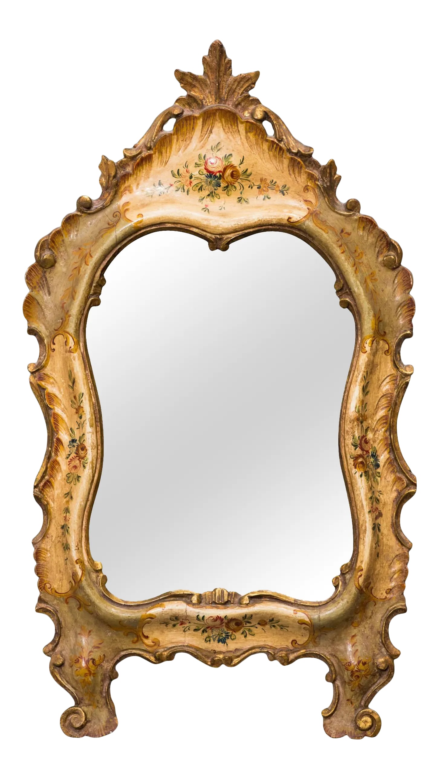 1920s Italian Painted Mirror: 1920s Italian painted mirror. Condition: Alterations: Original Condition Unaltered Imperfections: Some Imperfections Condition Notes: Good Wear consistent with age and use. Origin: Italy Materials