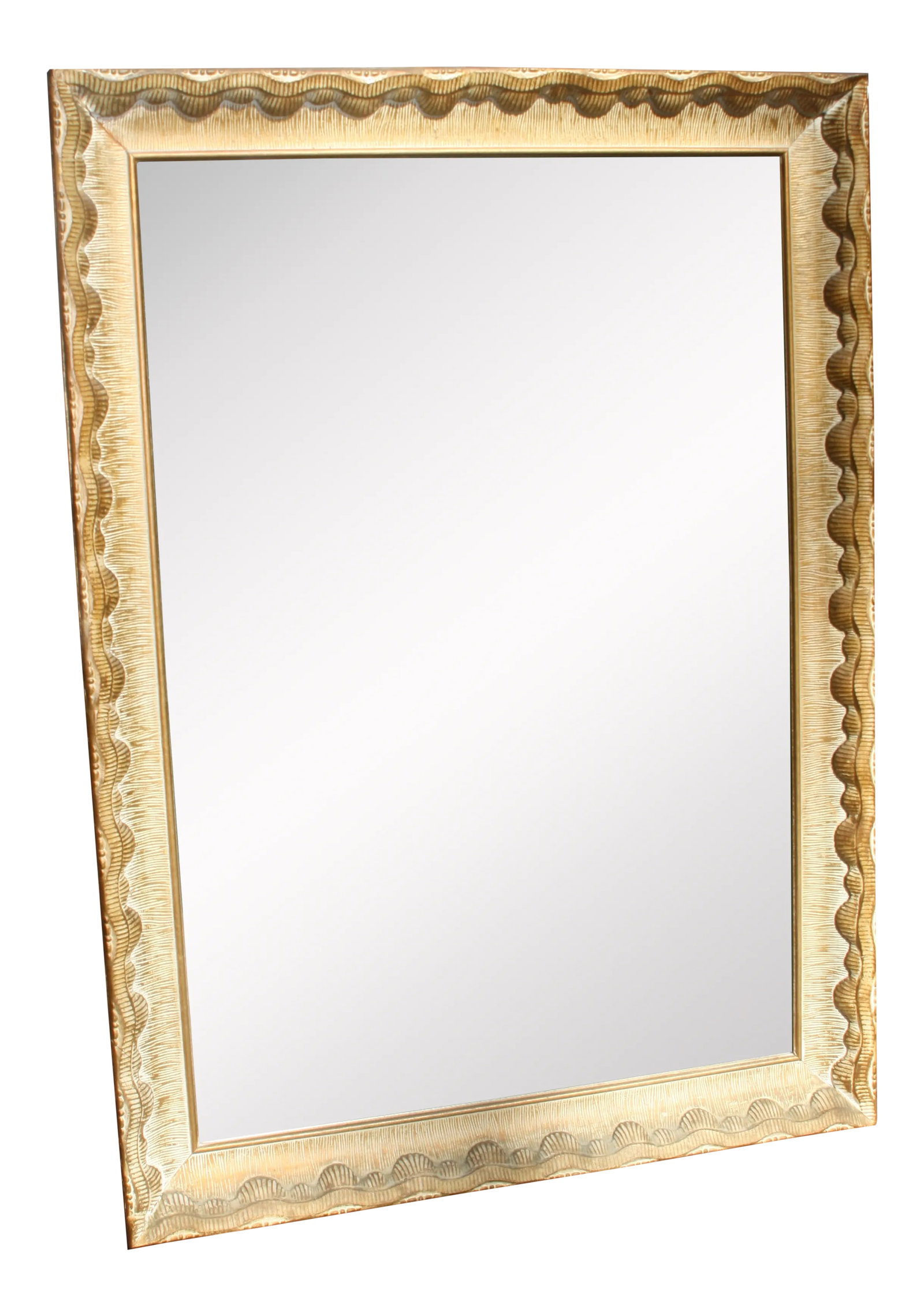 Vintage Wood Mirror With Wavy, Shell Like Design (1 of 8)