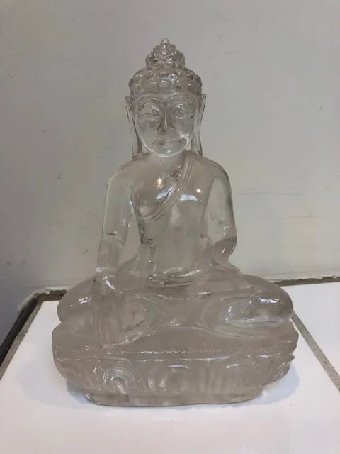 Solid Clear Rock Crystal Buddha Statue - 10