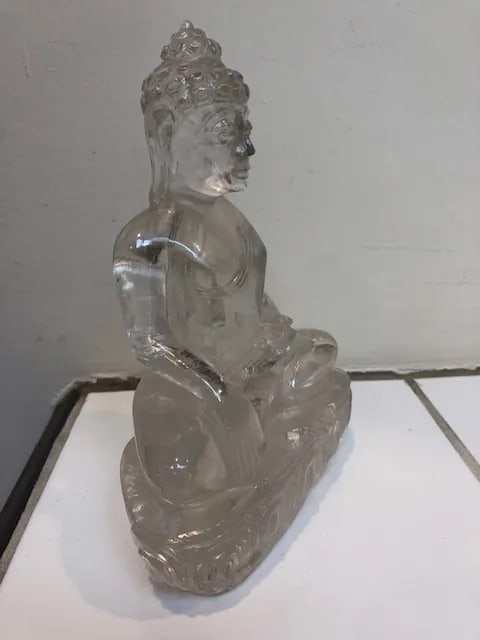 Solid Clear Rock Crystal Buddha Statue - 2