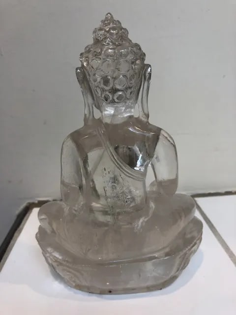 Solid Clear Rock Crystal Buddha Statue - 3