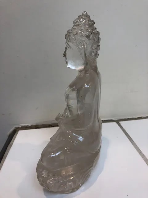 Solid Clear Rock Crystal Buddha Statue - 4